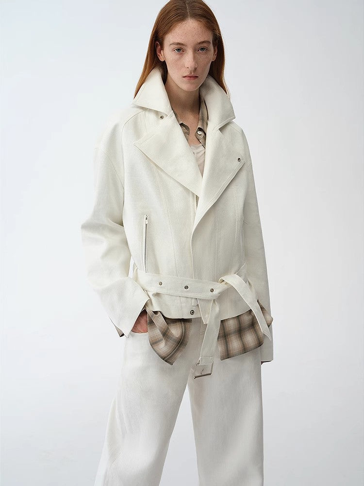 "Modern Past" Praktische Leinen-Trapezjacke – Damen Drapierte Jacke