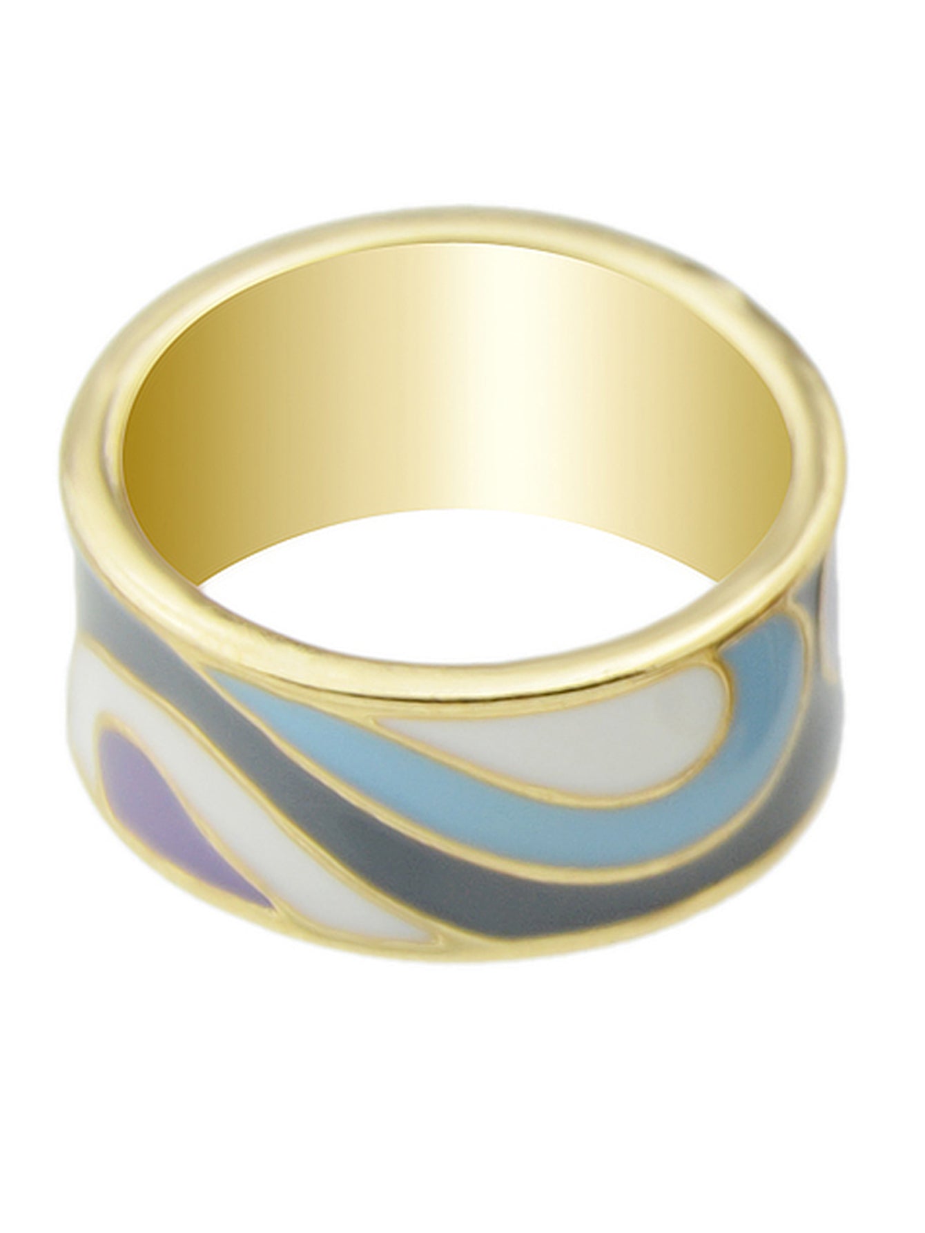 Ethnischer Boho-Ring mit geometrischem Muster & buntem Email-Gold-Design