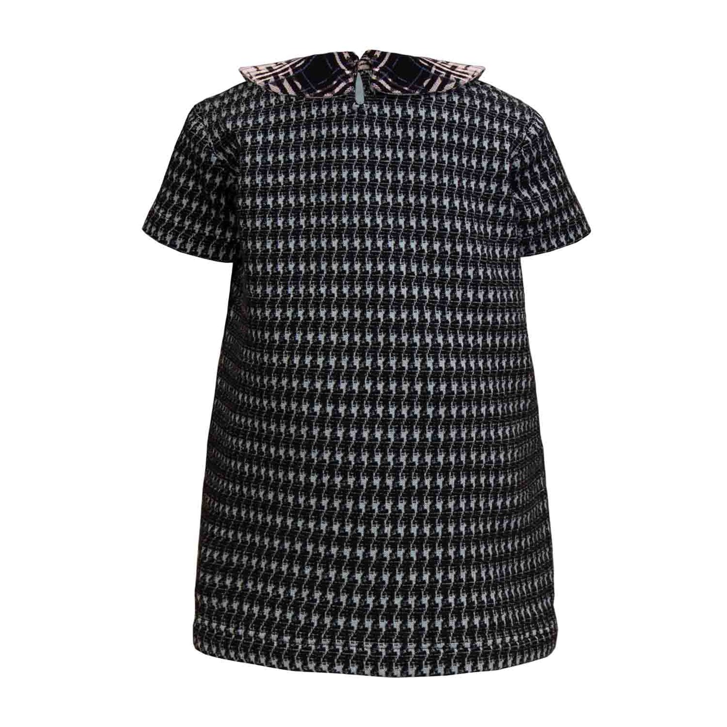 Schwarzes und Blaues Pied-de-Poule-Babykleid
