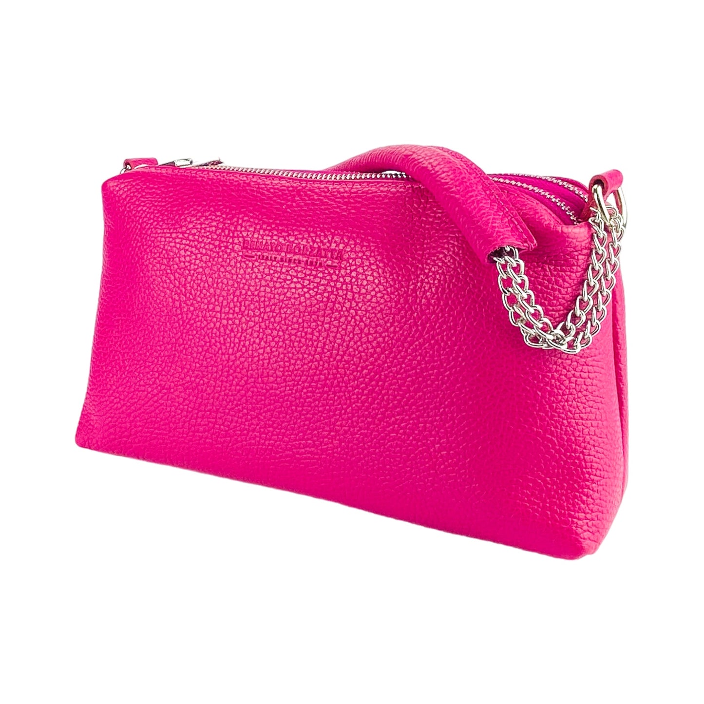 RB1025BE | Damen Handtasche mit Doppelreißverschluss aus echtem Leder – Made in Italy