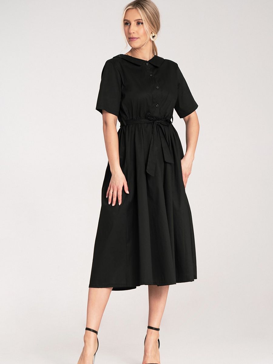 Midi-Hemdblusenkleid A-Linie aus Baumwolle von Figl