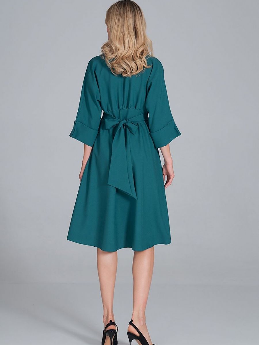 Midi-Kleid Herzausschnitt mit Kimono-Oberteil von Figl