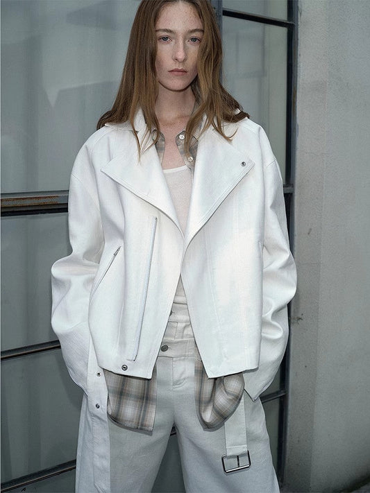 "Modern Past" Praktische Leinen-Trapezjacke – Damen Drapierte Jacke