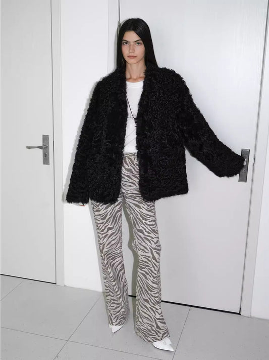 Toskanische Lammfell-Jacke mit Lockenfell – Importiertes Schaffell