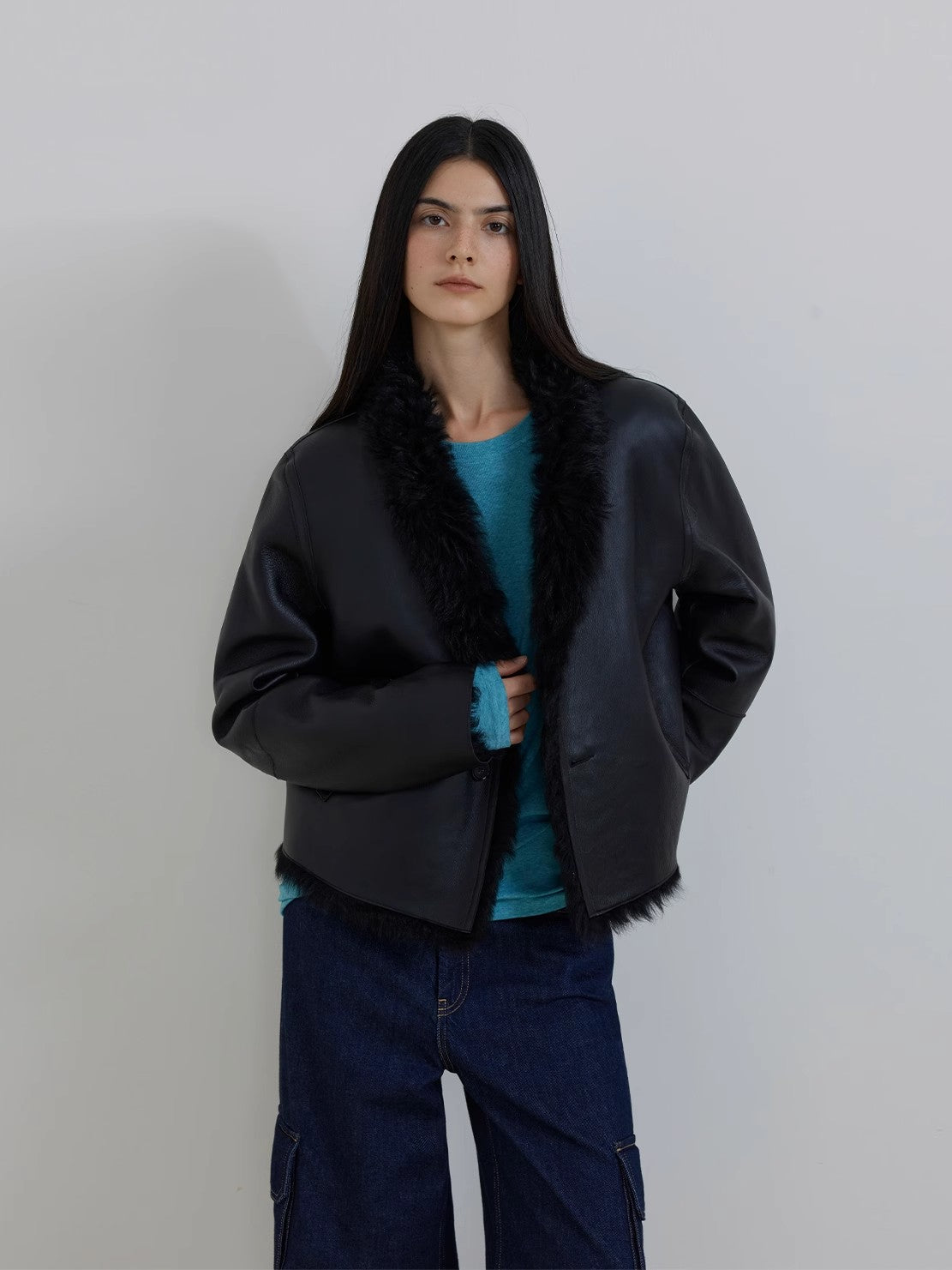 "Beethovens Nacht" Wendejacke mit Stehkragen – Toskanisches Schaffell