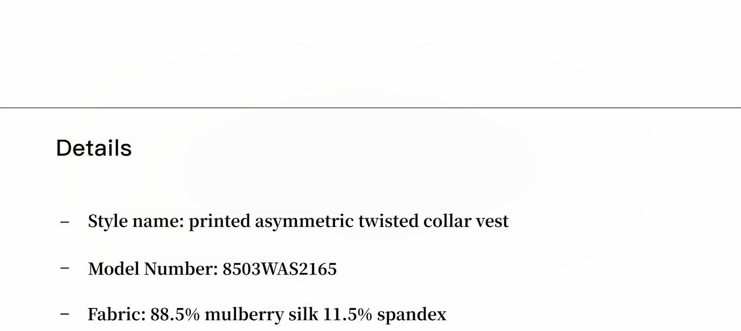 Elastisches Seiden-Top mit geometrischem Print – Ärmelloser Damen-Weste mit Twist-Kragen