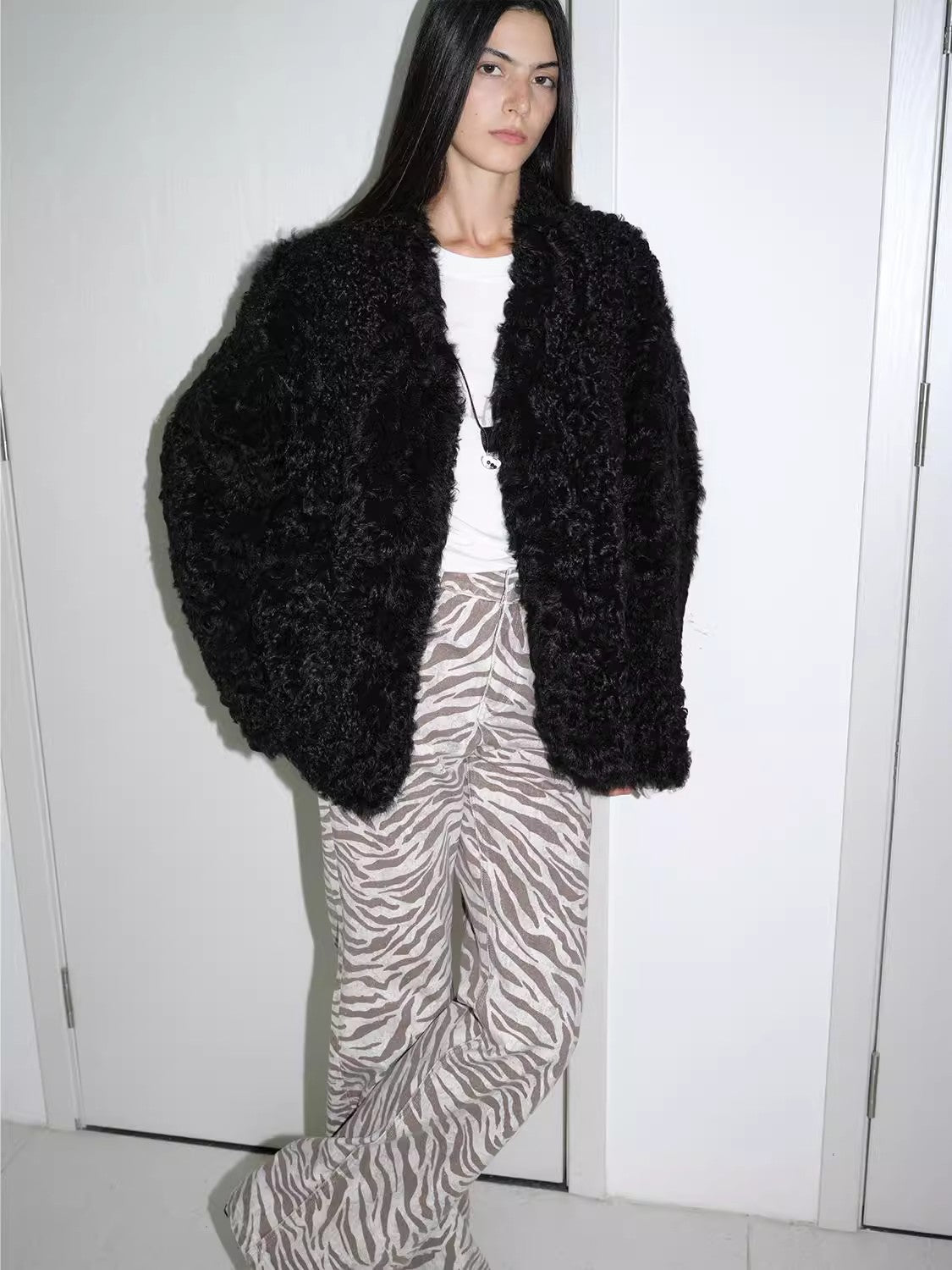 Toskanische Lammfell-Jacke mit Lockenfell – Importiertes Schaffell