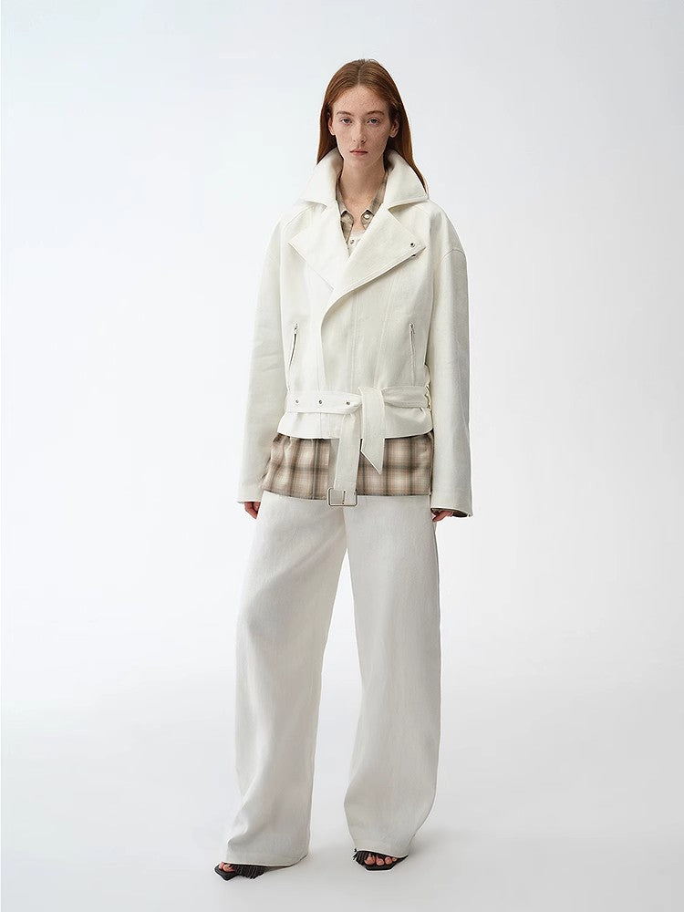 "Modern Past" Praktische Leinen-Trapezjacke – Damen Drapierte Jacke