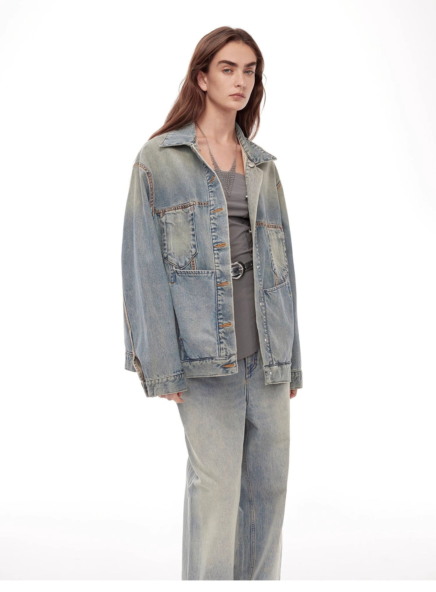 "Kamen Rider" Stilvolle Vintage Jeansjacke – Handgefertigt, Wendedesign