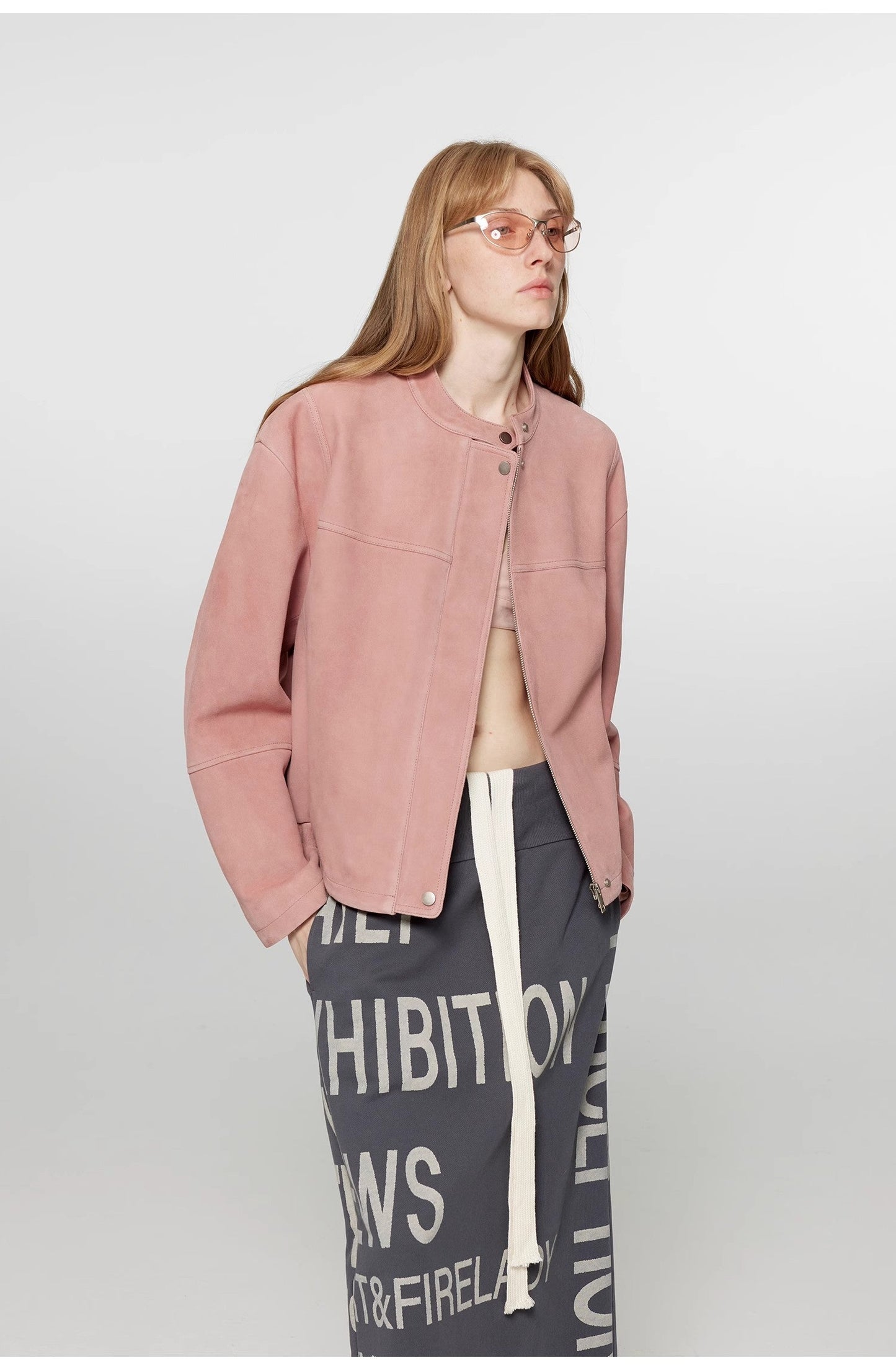 "Sweet Cherry Party" Vintage Wildleder-Lammfelljacke – Kurzer Echtleder-Blazer