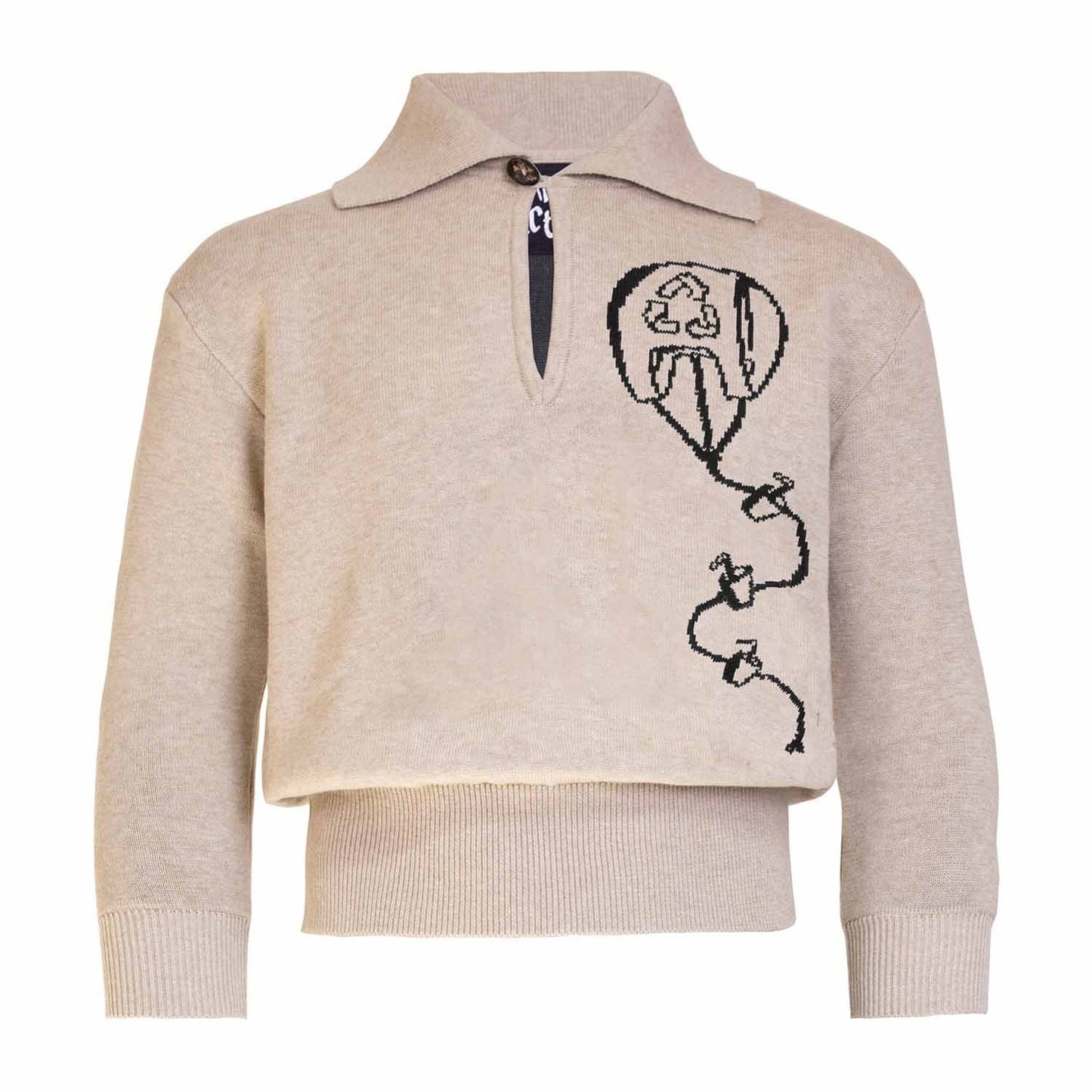 Beige Pullover mit Drachen für Kinder