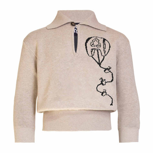 Beige Pullover mit Drachen für Kinder