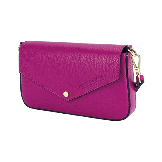 RB1023BE | Kleine Damen Schultertasche mit abnehmbarer Kettentragegurt aus echtem Leder – Made in Italy