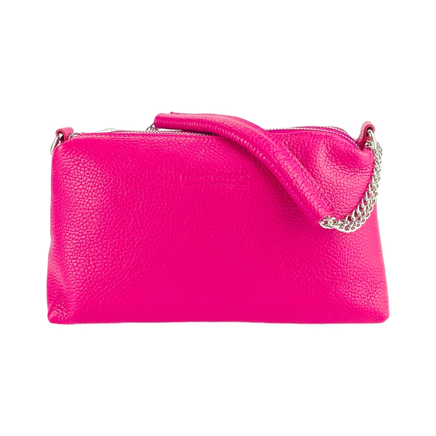 RB1025BE | Damen Handtasche mit Doppelreißverschluss aus echtem Leder – Made in Italy