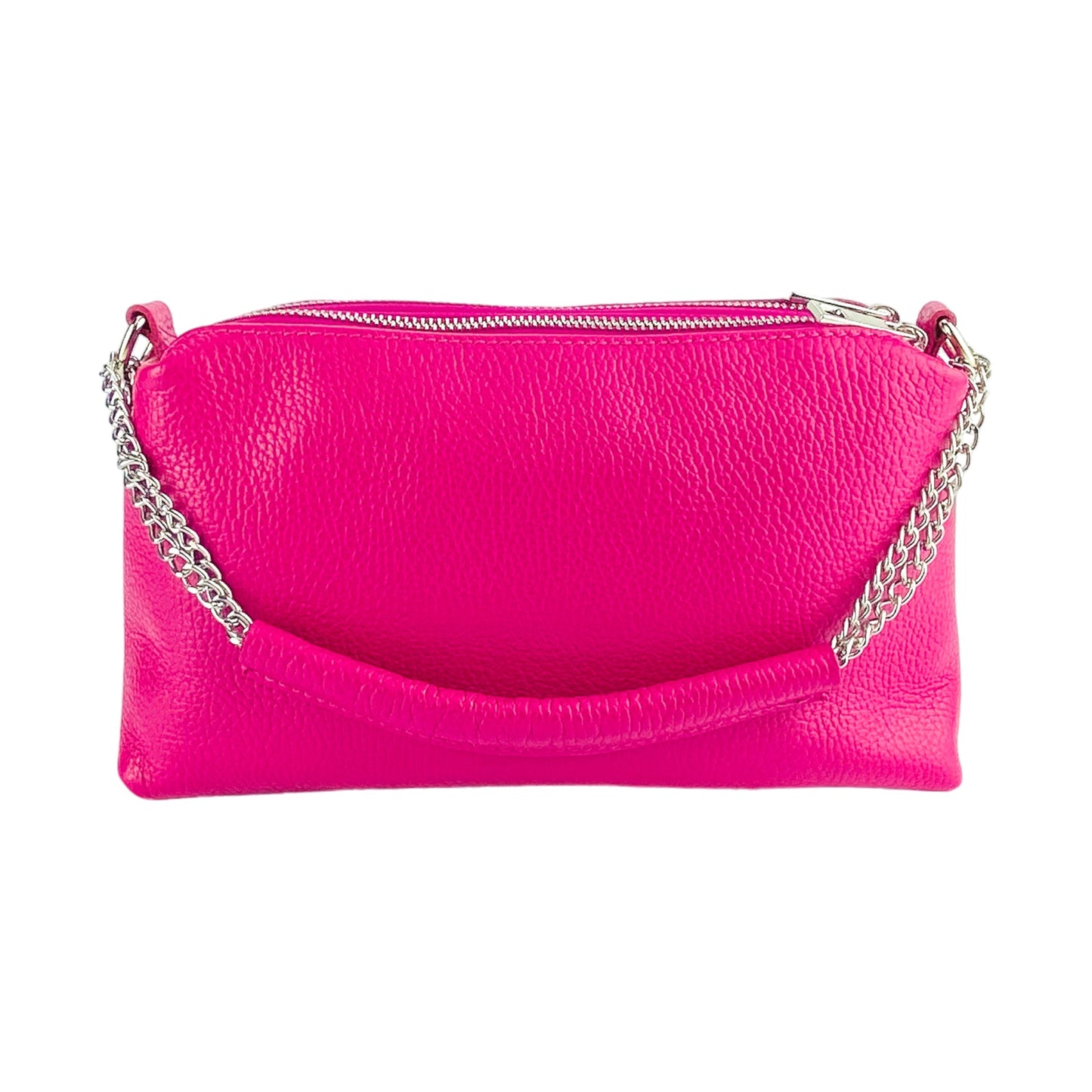 RB1025BE | Damen Handtasche mit Doppelreißverschluss aus echtem Leder – Made in Italy