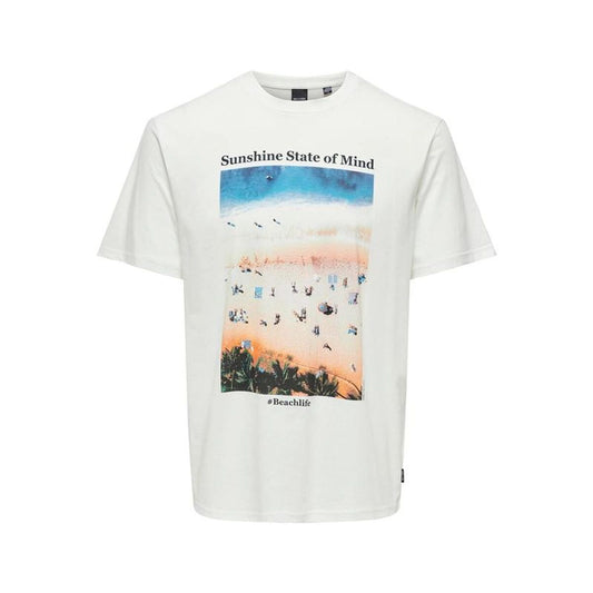Herren T-Shirt Only & Sons ONSKOLTON REG BEACH White
