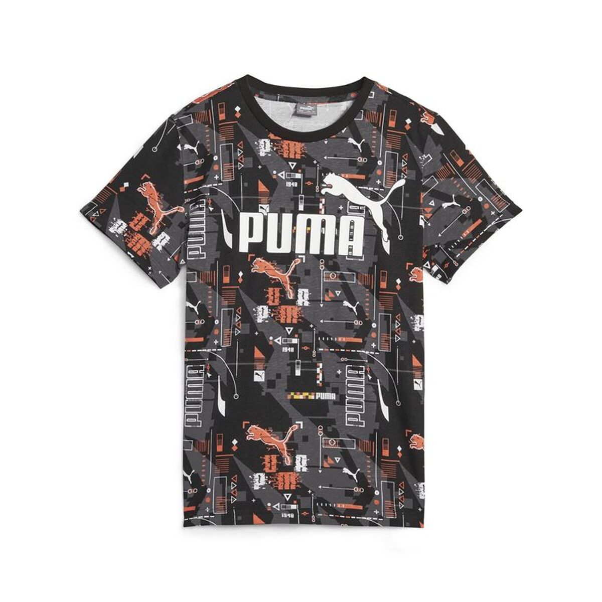 Kinder Kurzarm-T-Shirt Ess+ Futureverse AOP in Schwarz von Puma