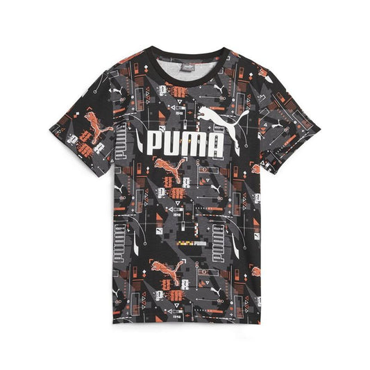 Kinder Kurzarm-T-Shirt Ess+ Futureverse AOP in Schwarz von Puma