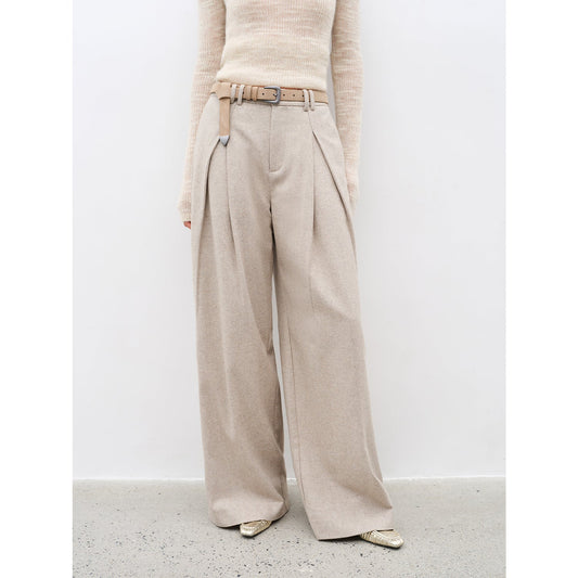 "City Stroll" Legere Wollmischung-Weithose mit Doppelfalten – Herbst-Hose für Damen