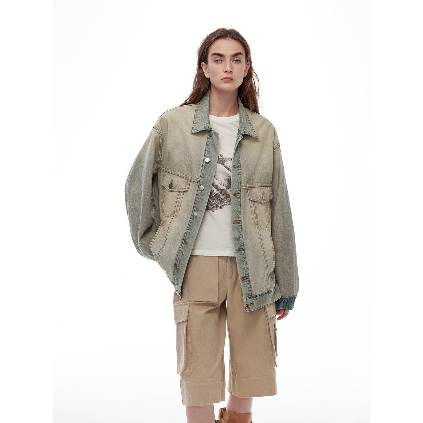 "Kamen Rider" Stilvolle Vintage Jeansjacke – Handgefertigt, Wendedesign