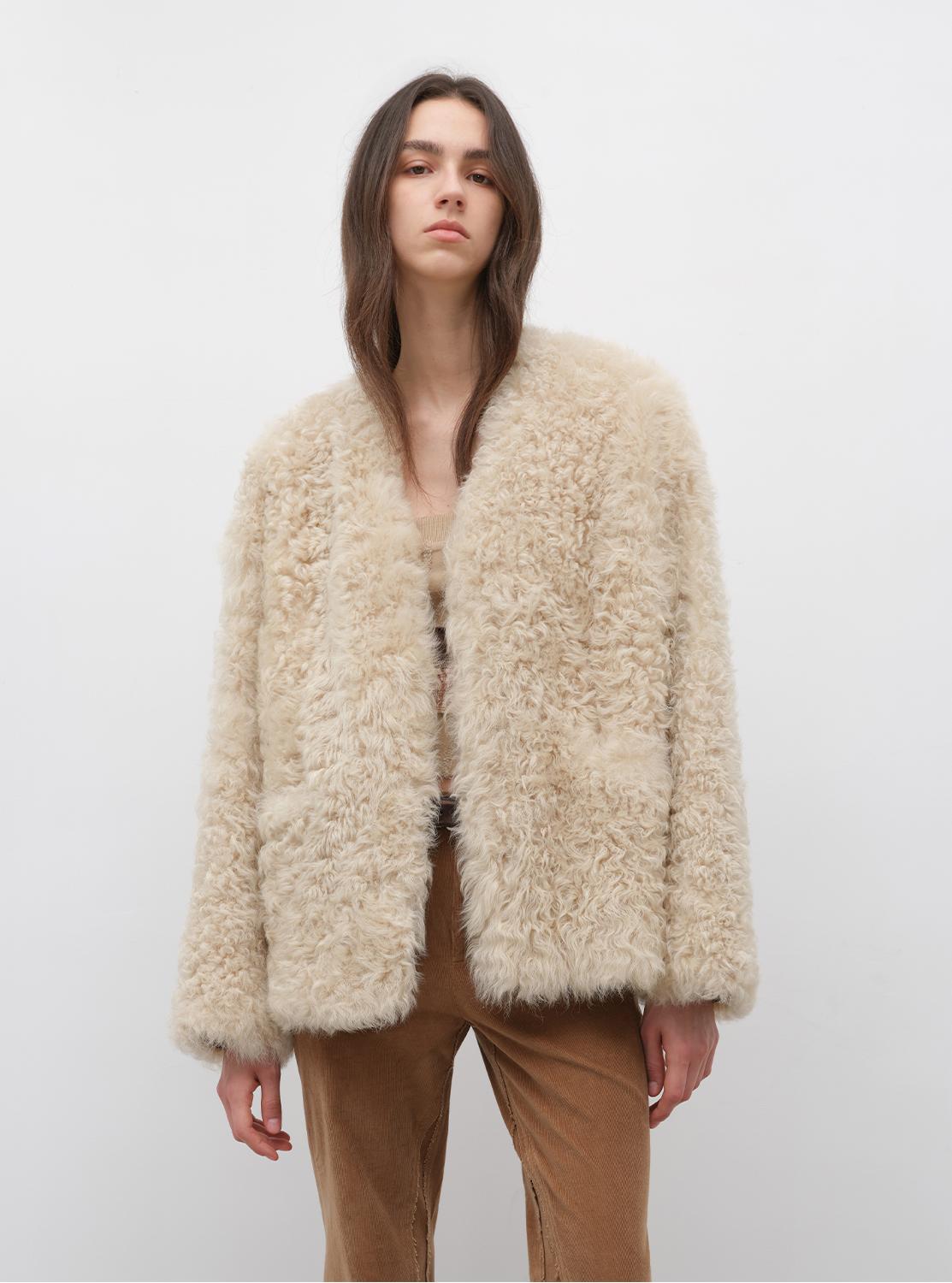 Toskanische Lammfell-Jacke mit Lockenfell – Importiertes Schaffell