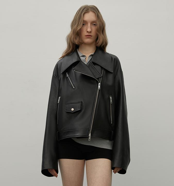 "Retro Film" Motorrad-Schafslederjacke – Damen Echtlederjacke