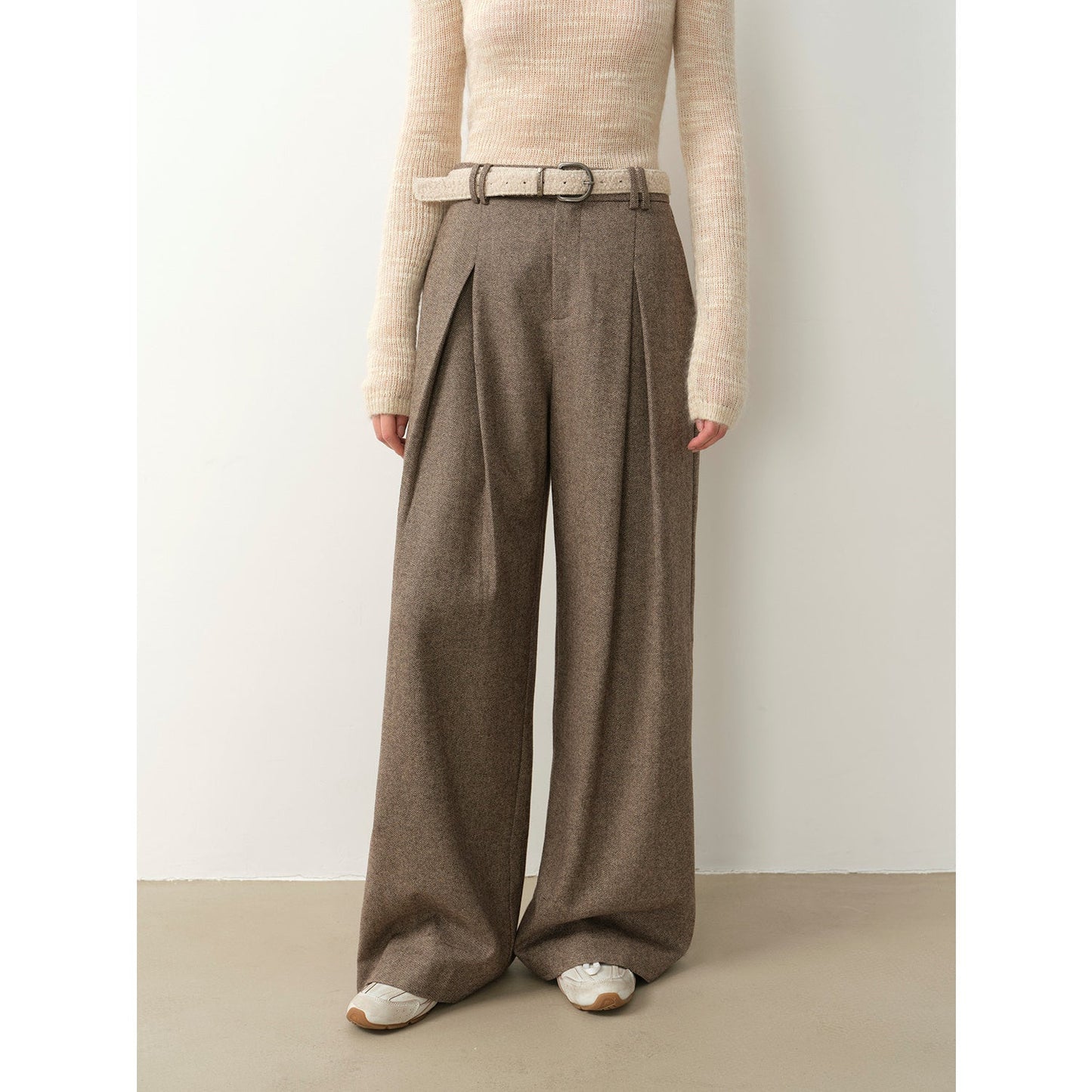 "City Stroll" Legere Wollmischung-Weithose mit Doppelfalten – Herbst-Hose für Damen