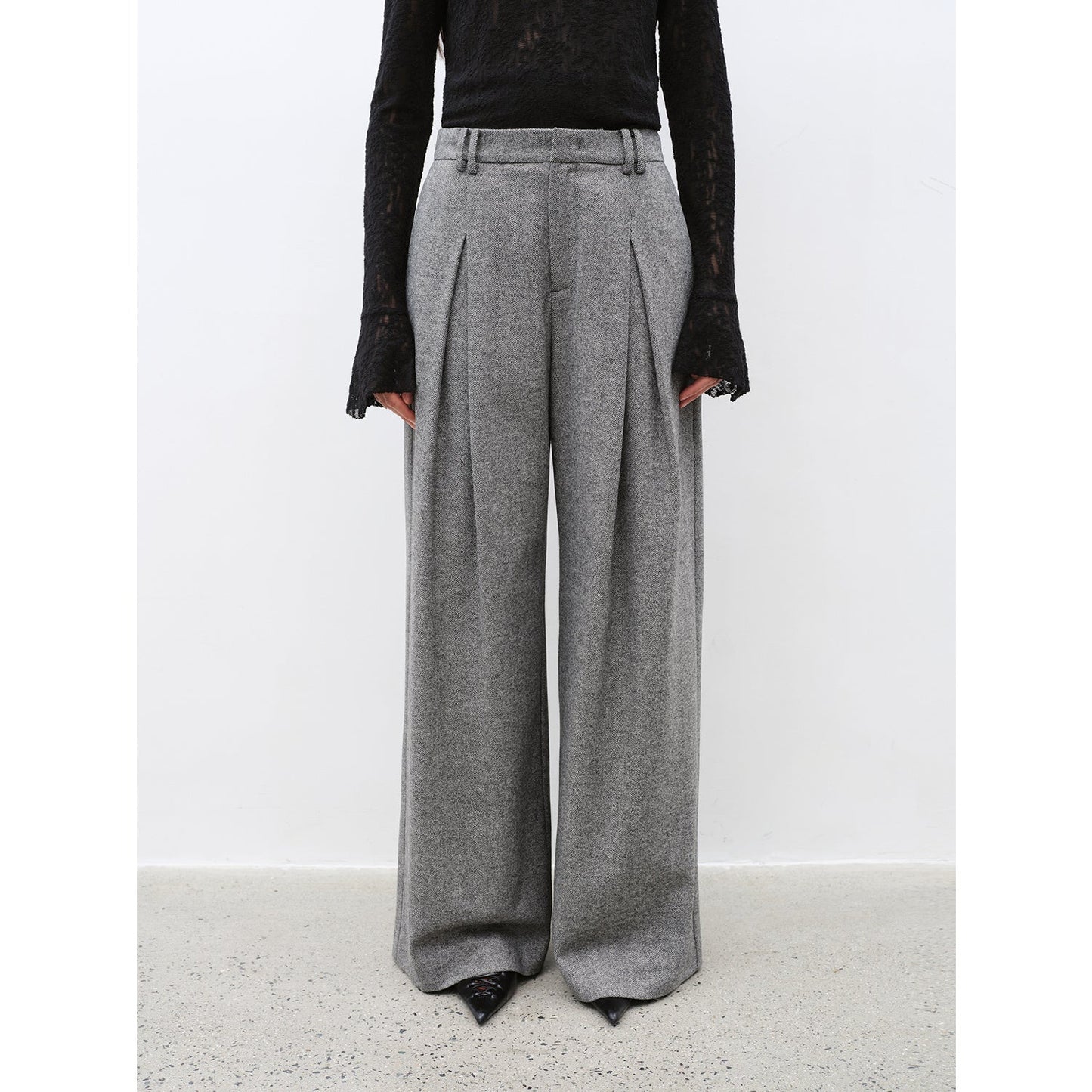 "City Stroll" Legere Wollmischung-Weithose mit Doppelfalten – Herbst-Hose für Damen