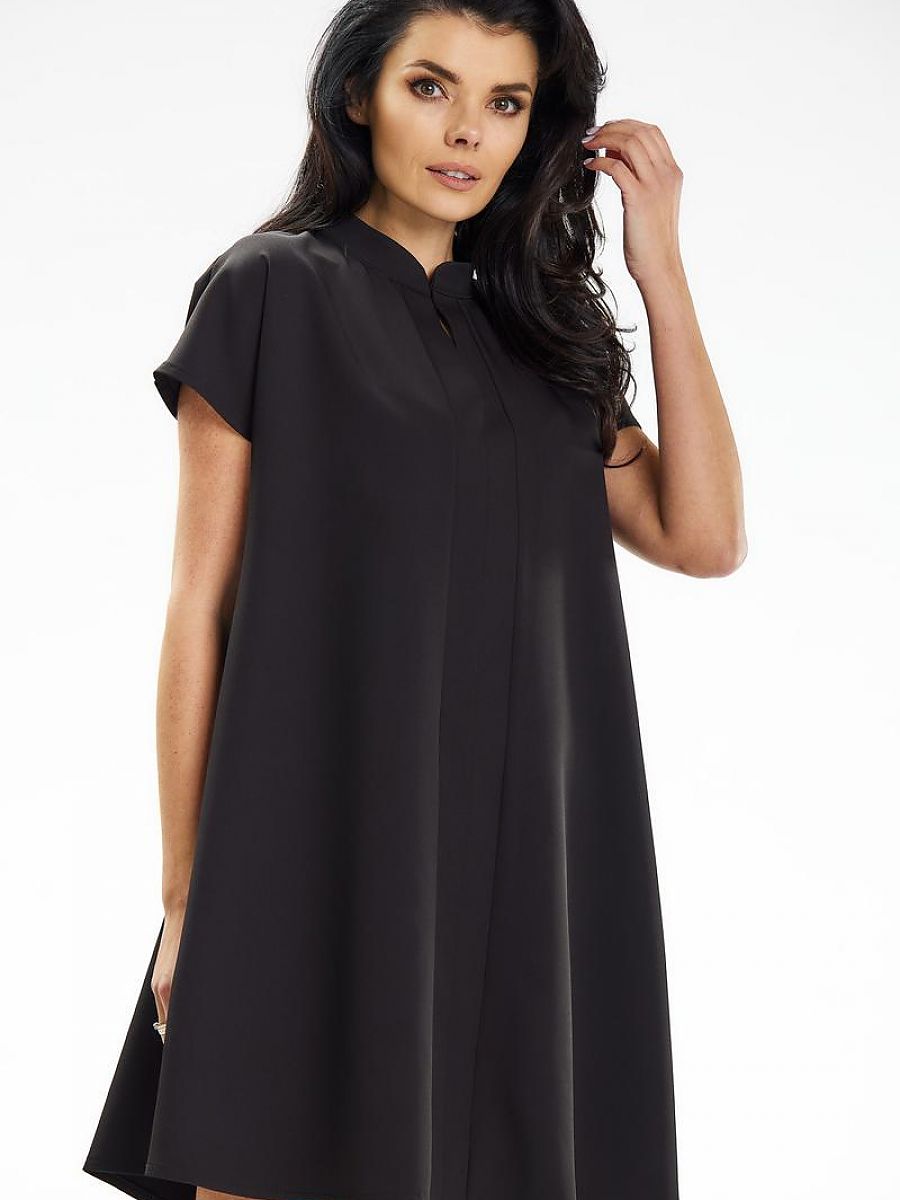 Trapez-Mini-Kleid mit Stehkragen von awama