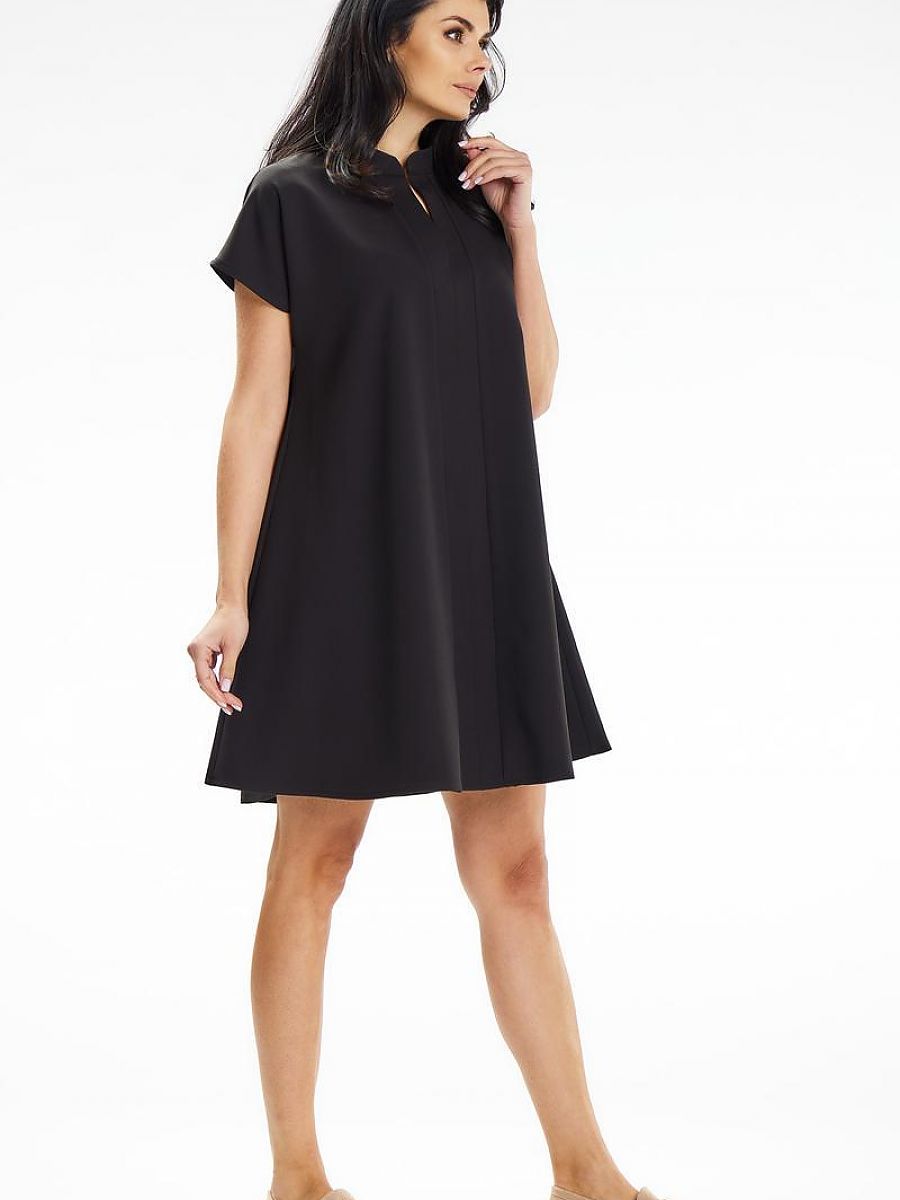Trapez-Mini-Kleid mit Stehkragen von awama