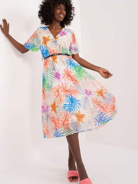 Midi-Kleid mit Wickelausschnitt und Faltenrock von Italy Moda