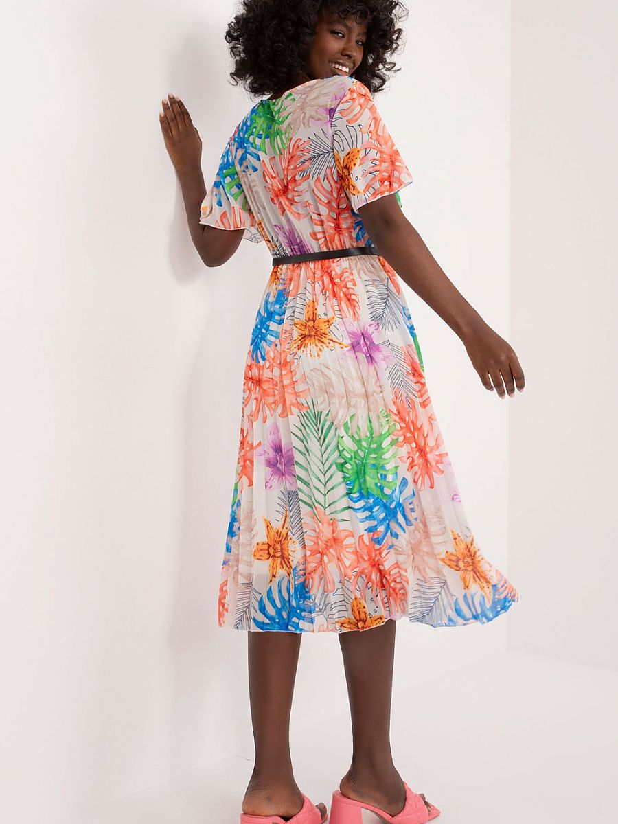 Midi-Kleid mit Wickelausschnitt und Faltenrock von Italy Moda