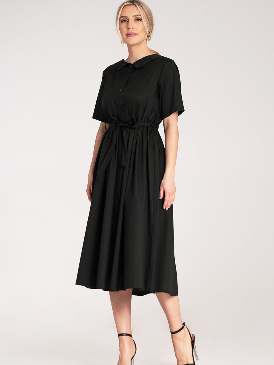 Midi-Hemdblusenkleid A-Linie aus Baumwolle von Figl