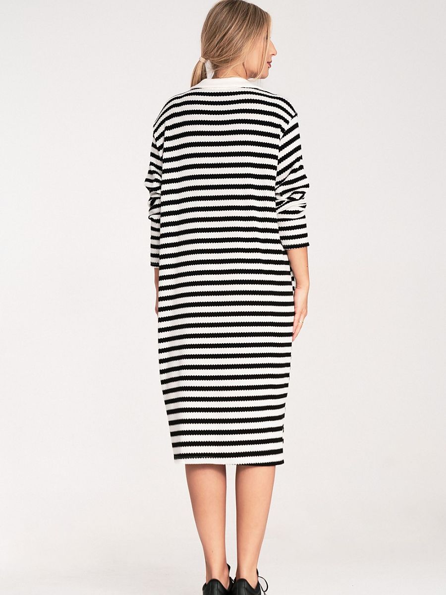 Gestreiftes Strickkleid mit Kragen von Figl