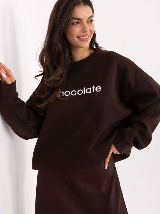 Damen Sweatshirt Braun mit Stickerei – Rue Paris