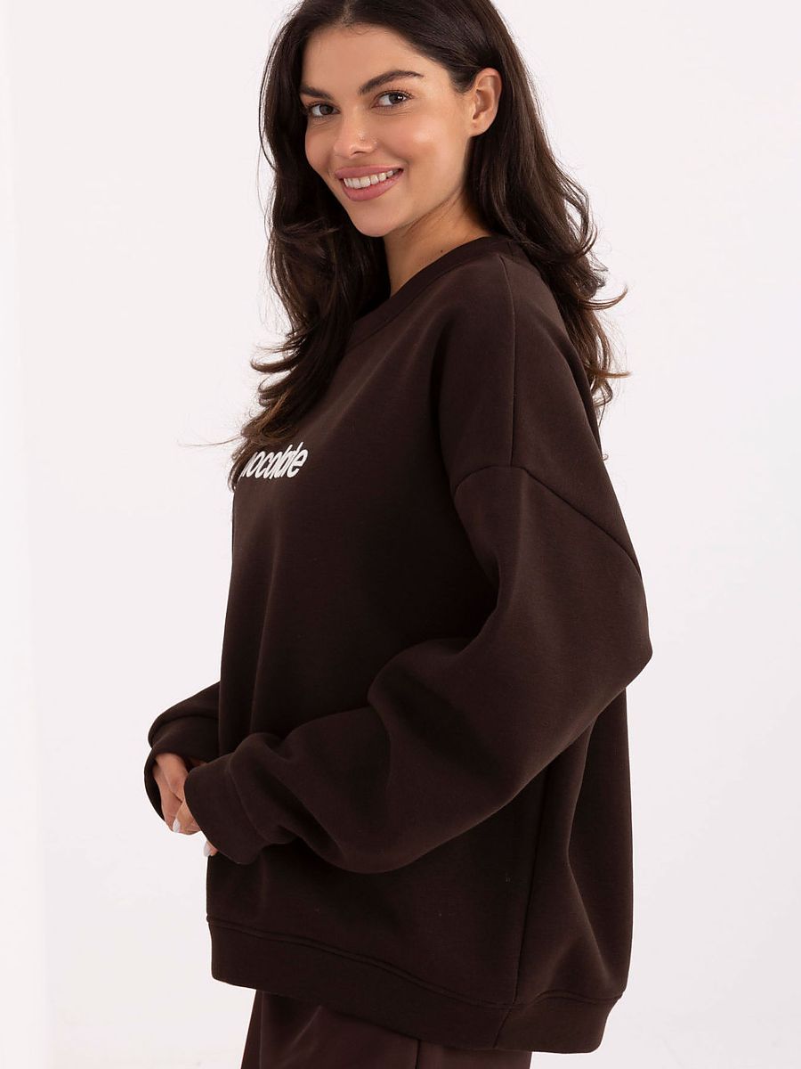 Damen Sweatshirt Braun mit Stickerei – Rue Paris
