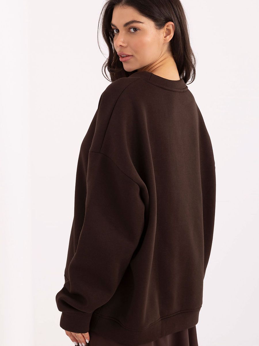 Damen Sweatshirt Braun mit Stickerei – Rue Paris