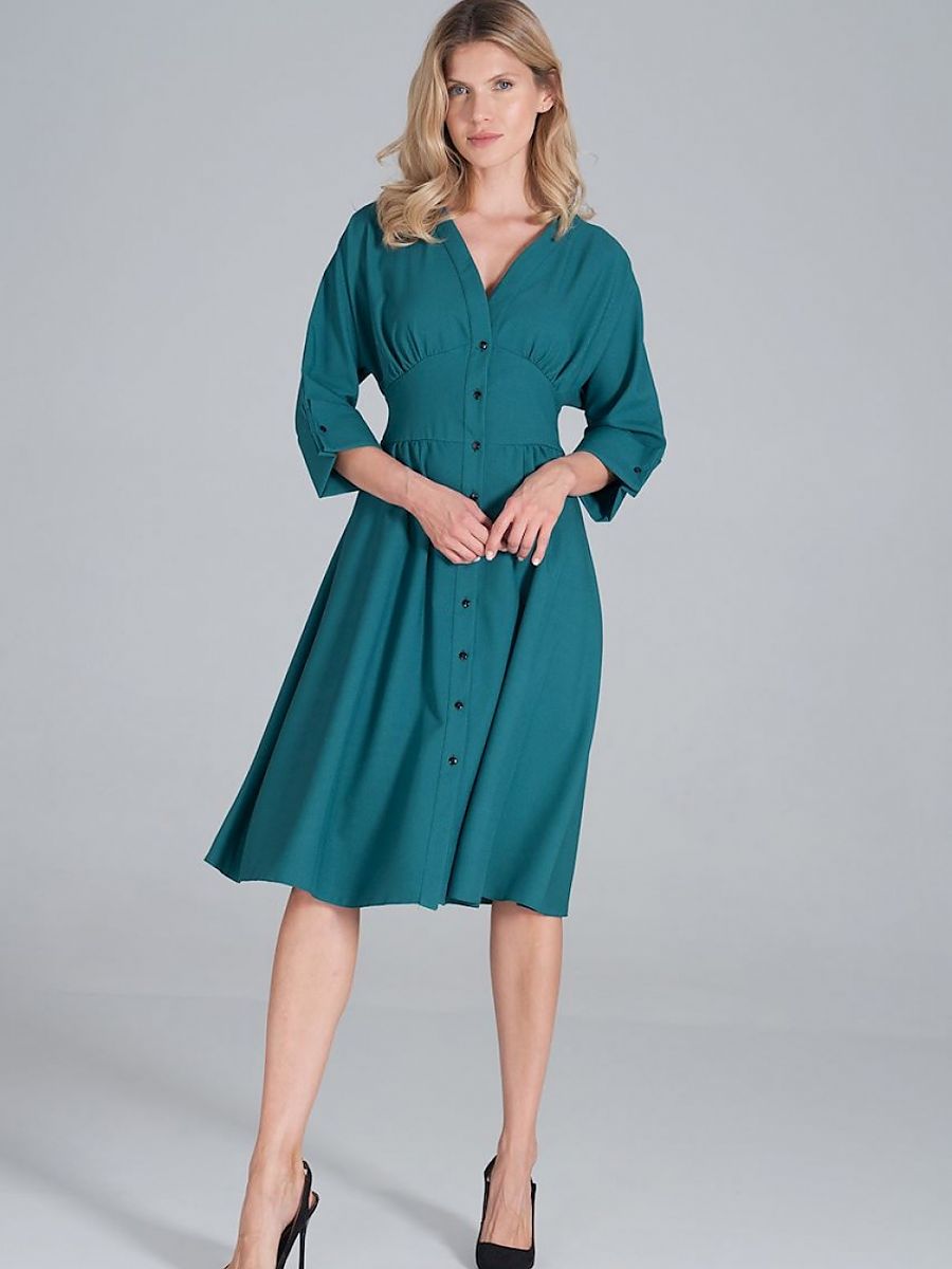 Midi-Kleid Herzausschnitt mit Kimono-Oberteil von Figl