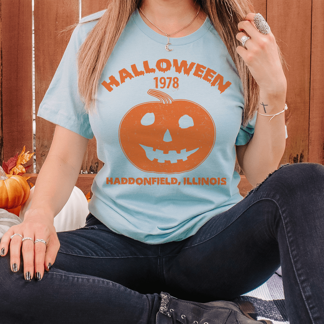 Halloween Kürbis T-Shirt – Unisex Jersey Kurzarm-Shirt